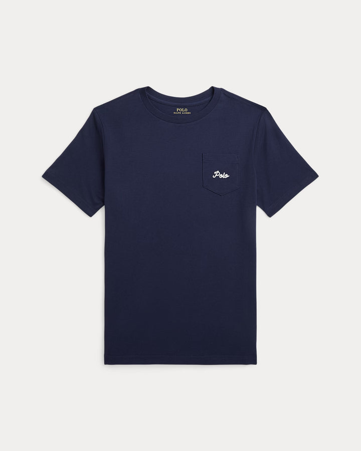 Ralph Lauren Dog-Print Cotton Jersey Pocket Tee