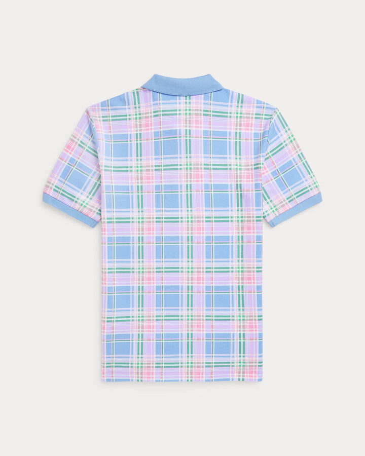 Ralph Lauren Plaid-Print Cotton Mesh Polo Shirt