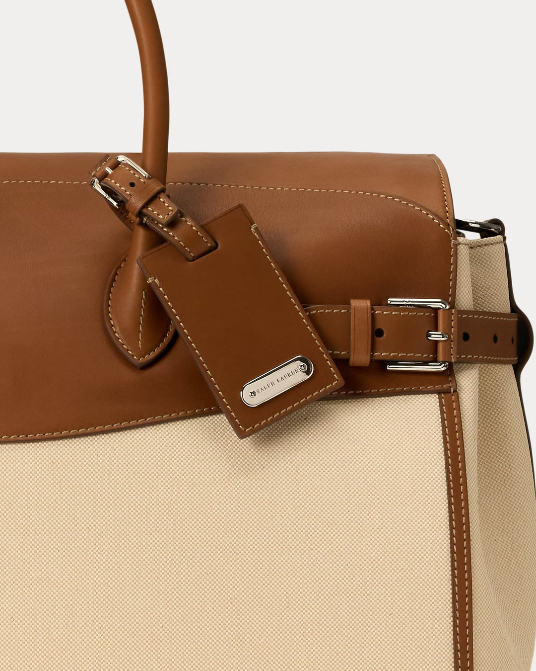 Ralph Lauren Bedford Calfskin-Trim Canvas Duffel
