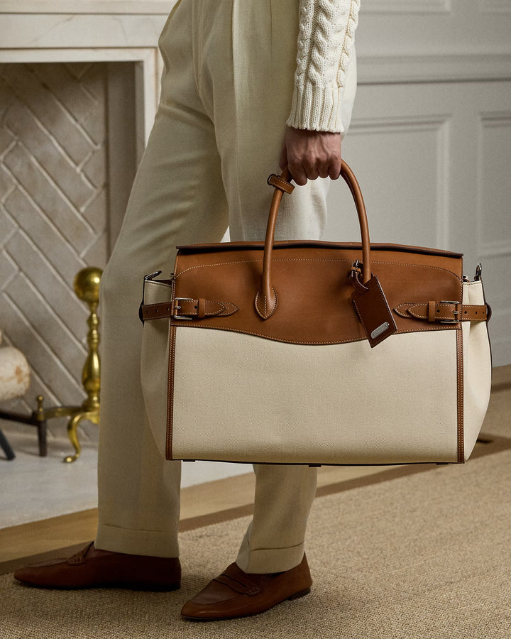 Ralph Lauren Bedford Calfskin-Trim Canvas Duffel