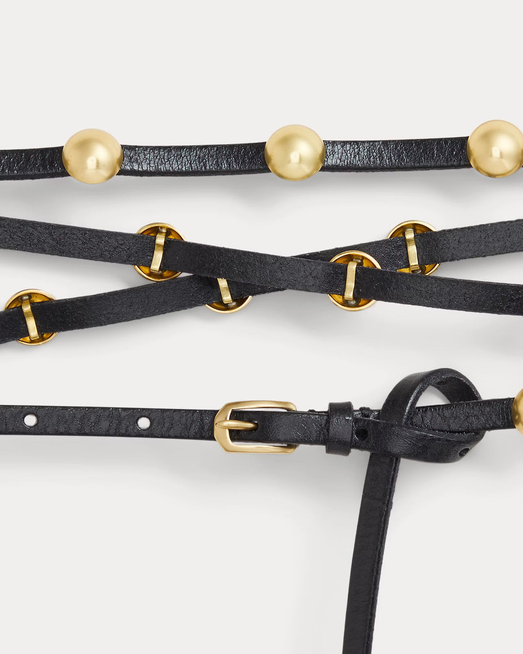 Ralph Lauren Studded Leather Double-Wrap Belt