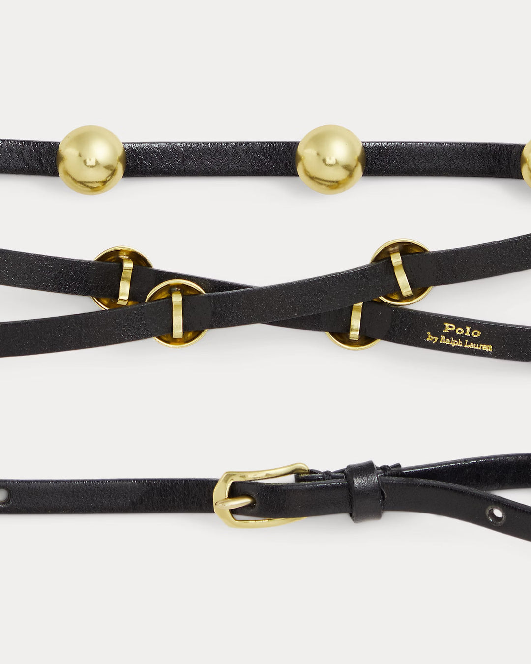 Ralph Lauren Studded Leather Double-Wrap Belt