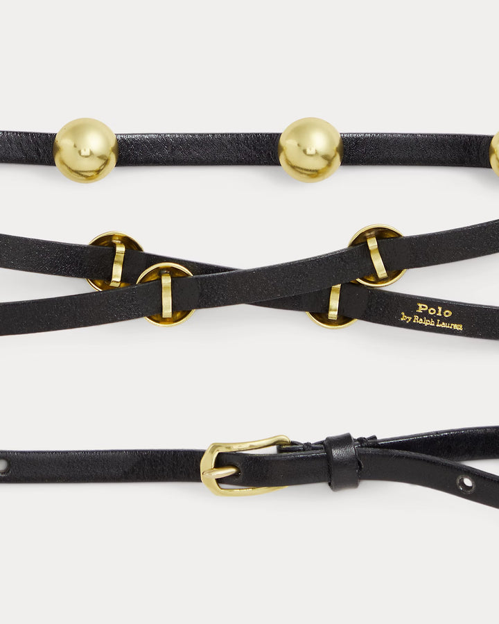 Ralph Lauren Studded Leather Double-Wrap Belt