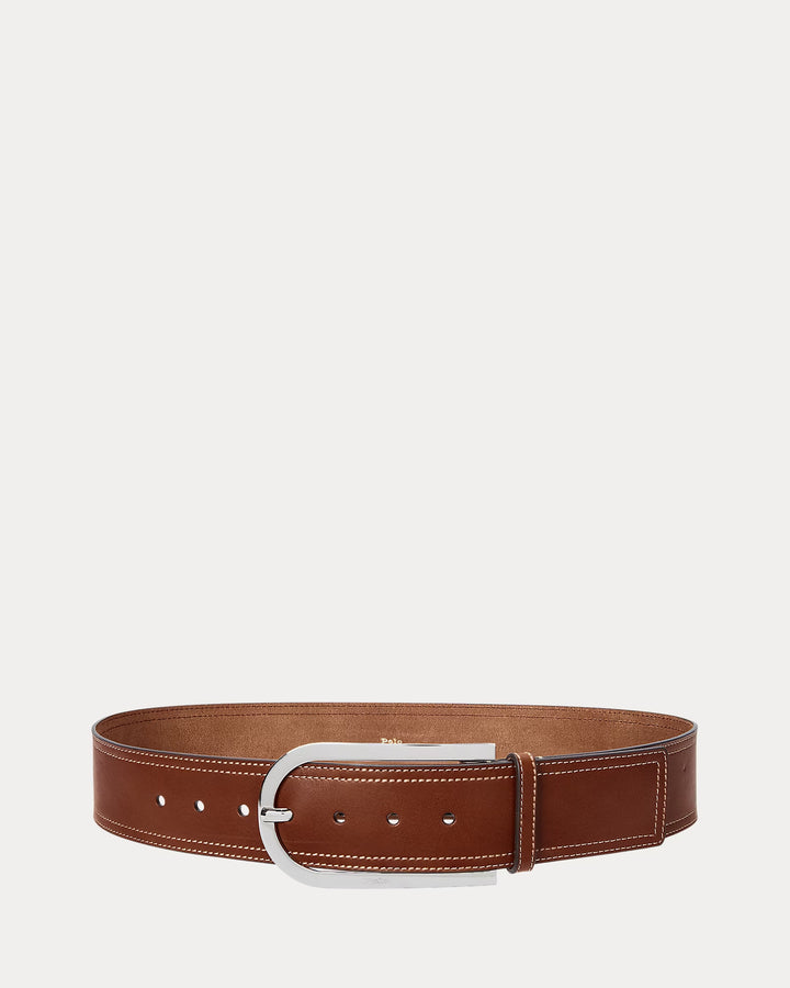 Ralph Lauren Elongated-Buckle Leather Belt