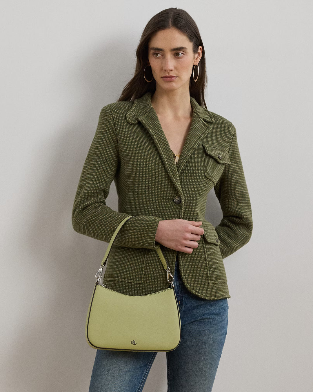 Ralph Lauren Crosshatch Leather Medium Danni Bag