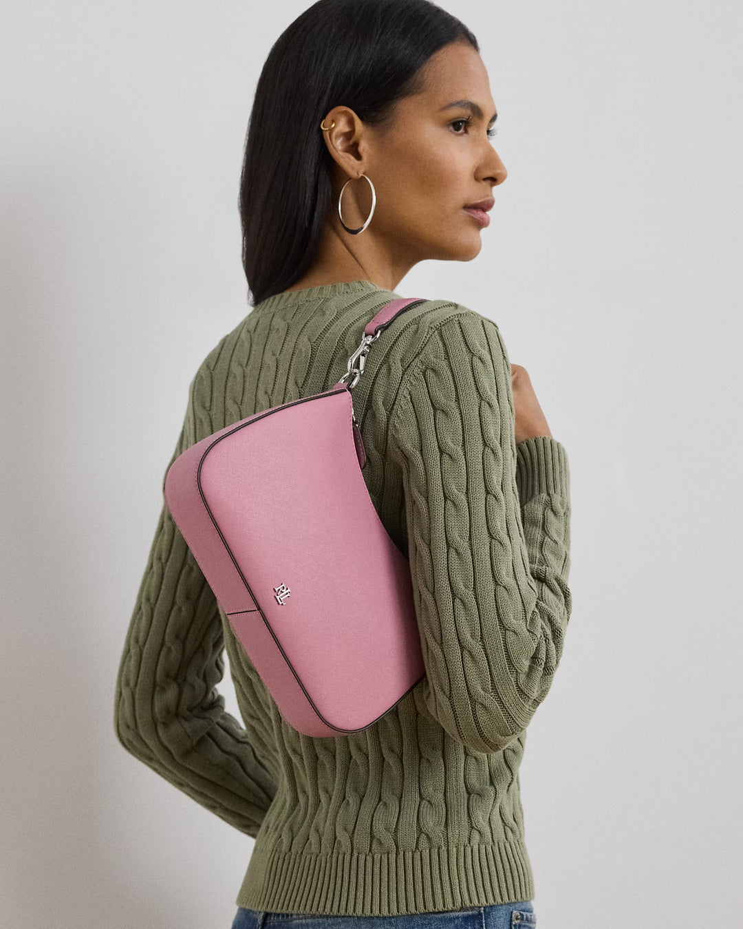 Ralph Lauren Crosshatch Leather Medium Danni Bag