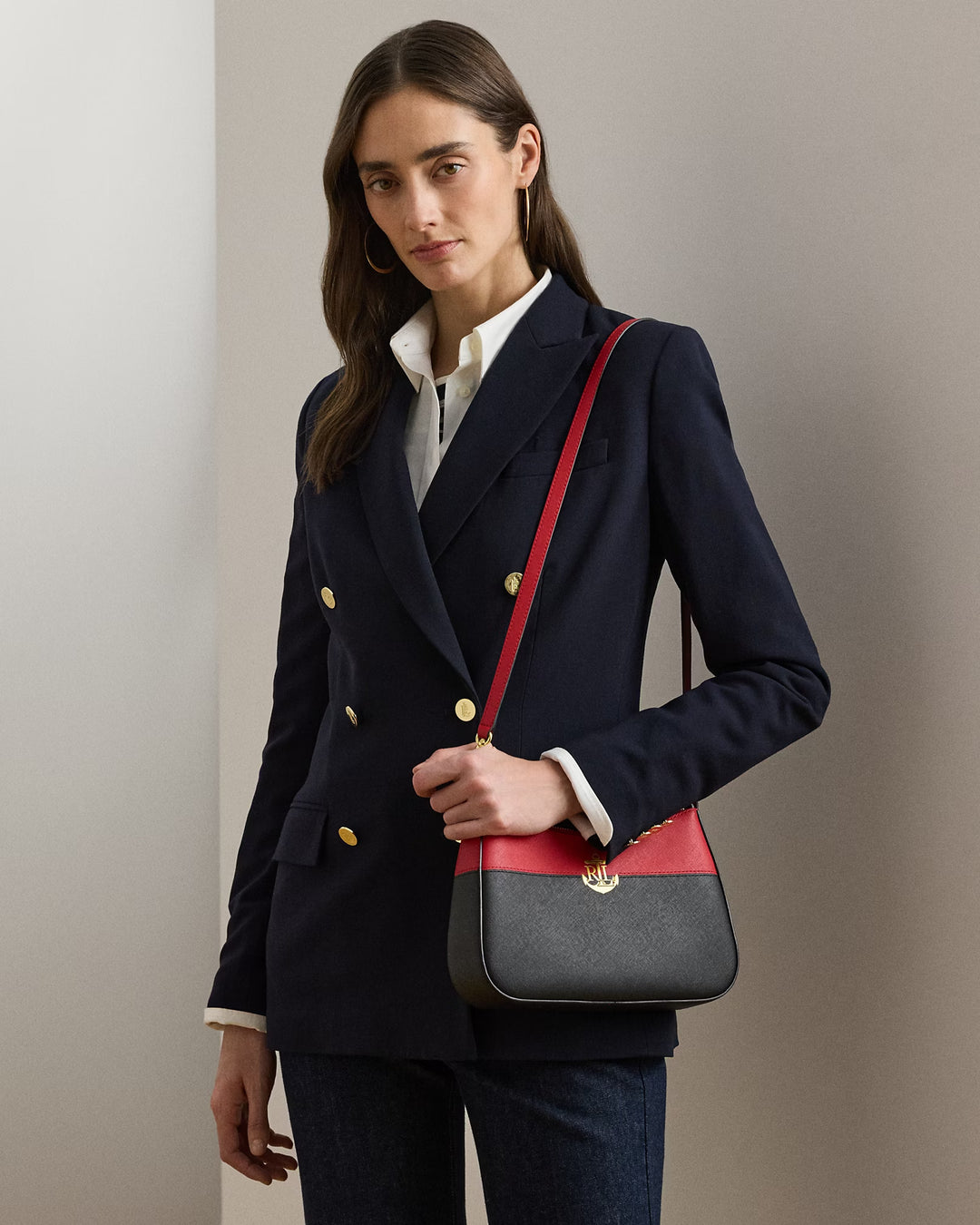 Ralph Lauren Striped Leather Medium Danni Bag