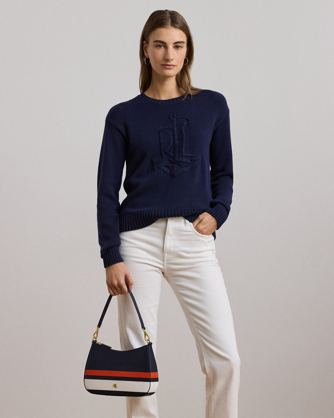 Ralph Lauren Striped Leather Medium Danni Bag