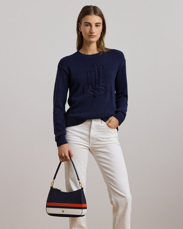 Ralph Lauren Striped Leather Medium Danni Bag