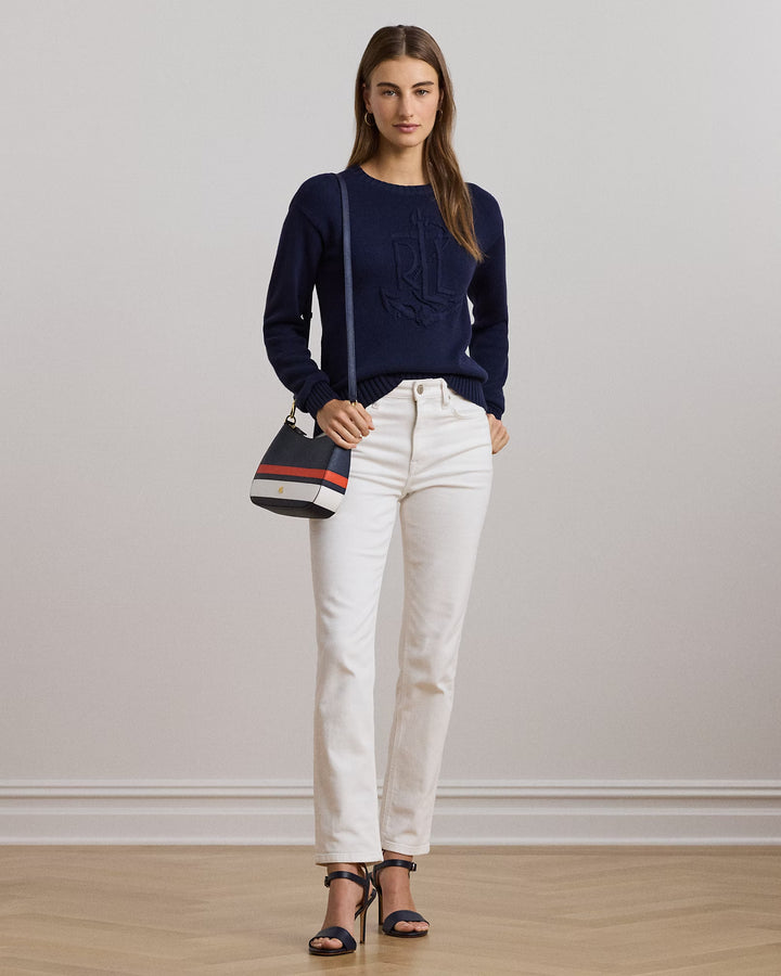 Ralph Lauren Striped Leather Medium Danni Bag