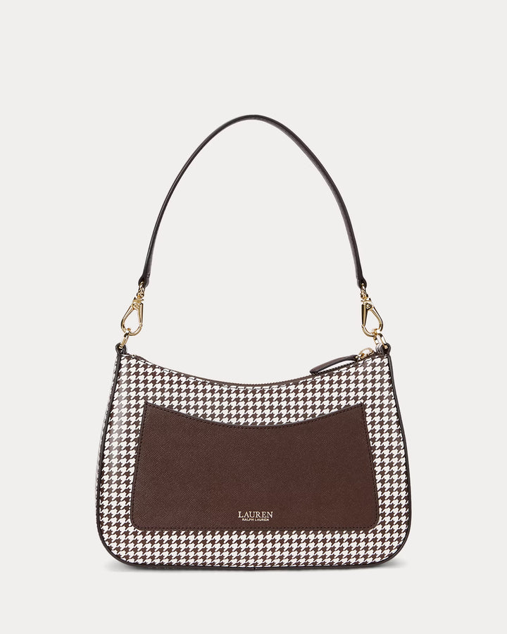 Ralph Lauren Houndstooth Leather Medium Danni Bag