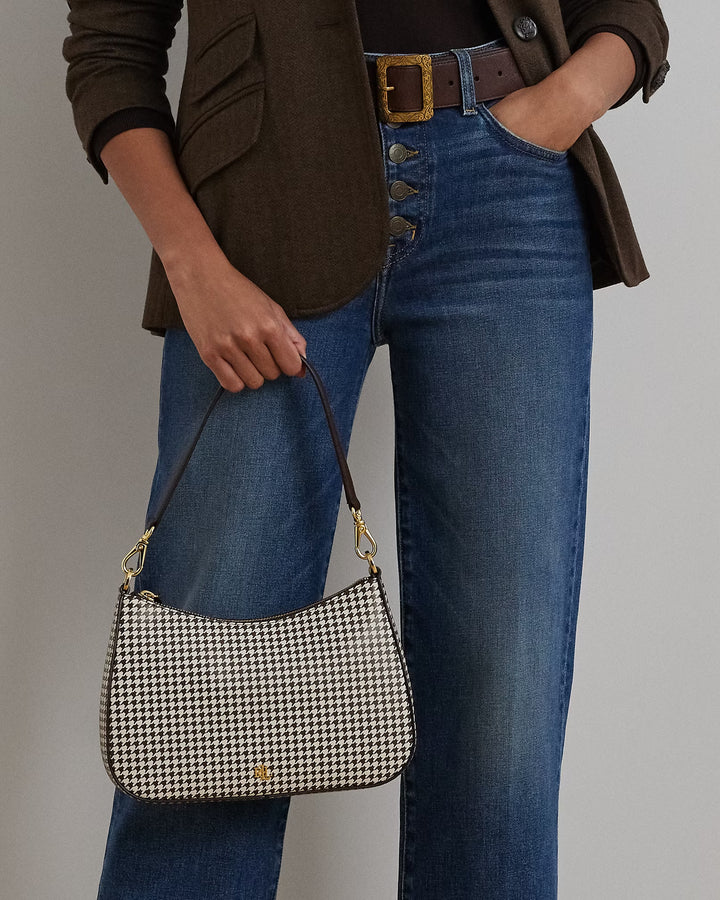 Ralph Lauren Houndstooth Leather Medium Danni Bag
