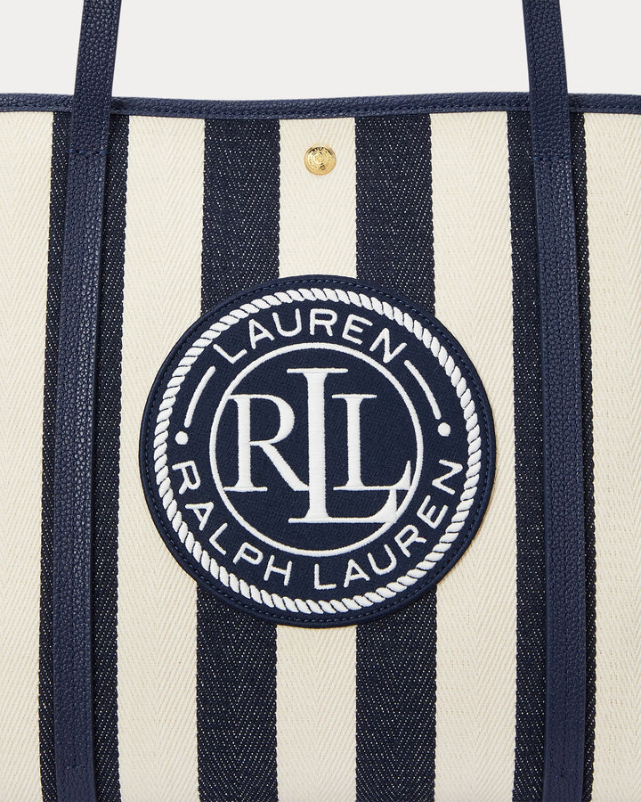 Ralph Lauren Striped Herringbone Large Emerie Tote