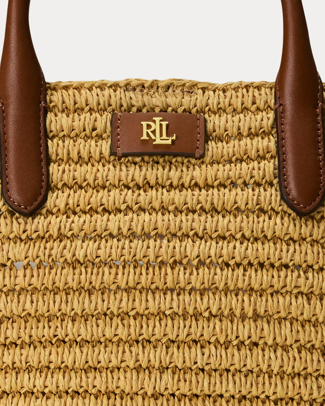 Ralph Lauren Woven Straw Medium Brie Tote Bag