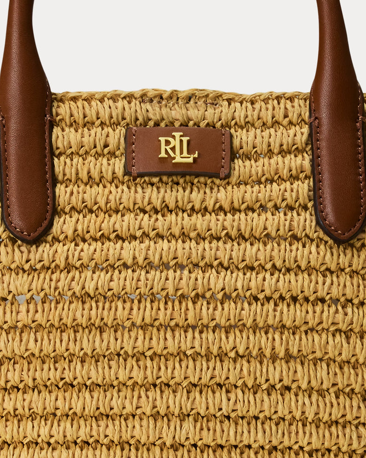 Ralph Lauren Woven Straw Medium Brie Tote Bag