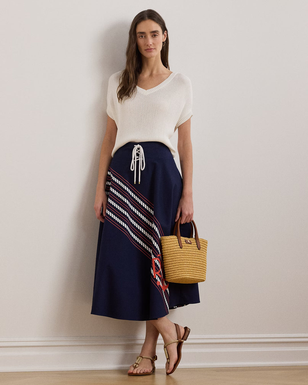 Ralph Lauren Woven Straw Medium Brie Tote Bag