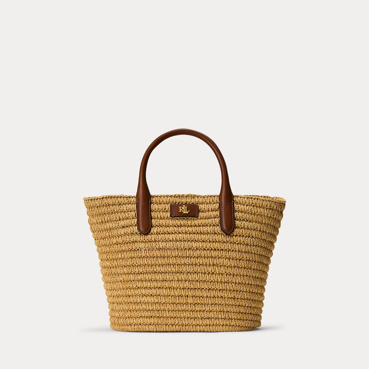 Ralph Lauren Woven Straw Medium Brie Tote Bag