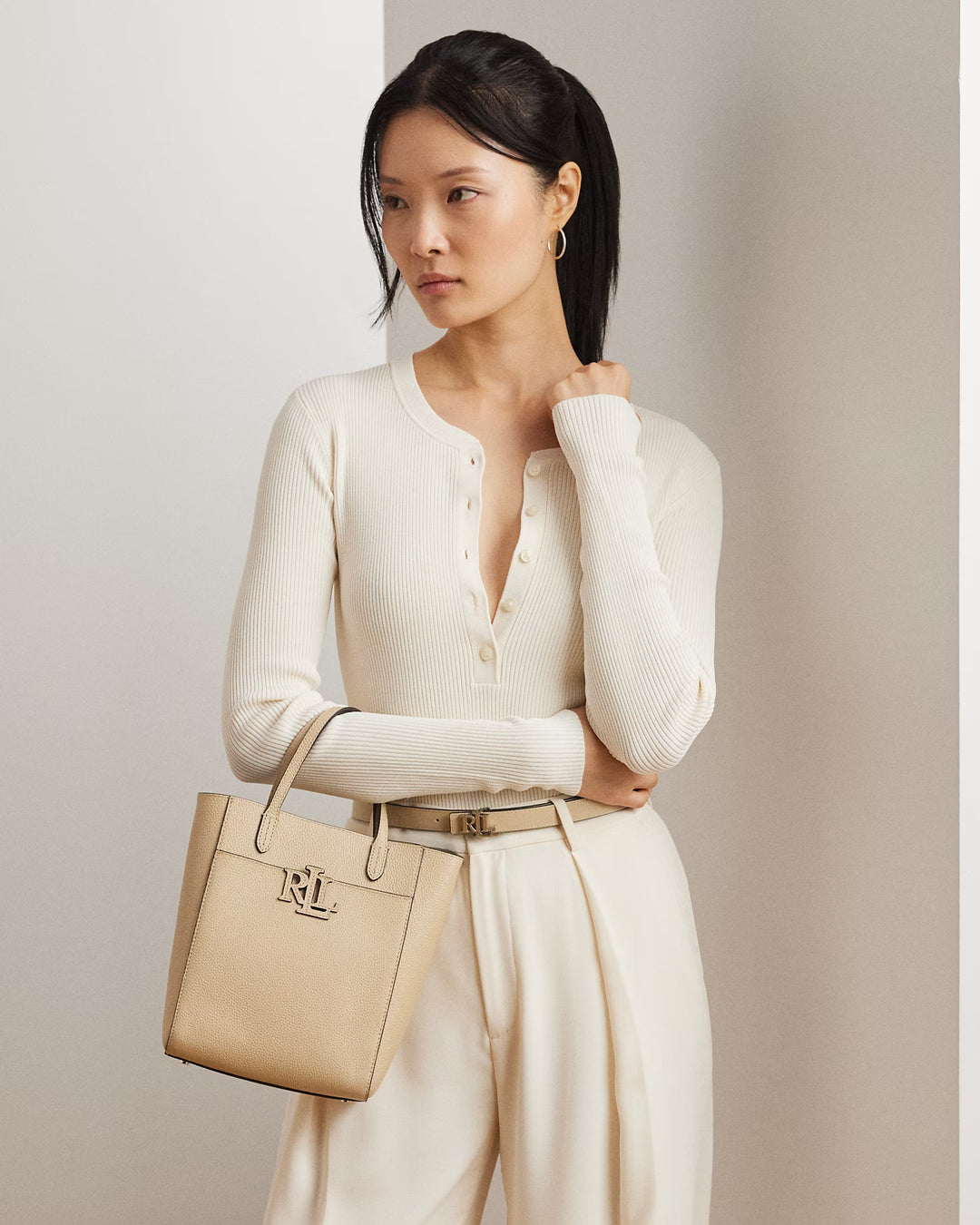 Ralph Lauren Pebbled Leather Small Cameryn Tote Bag