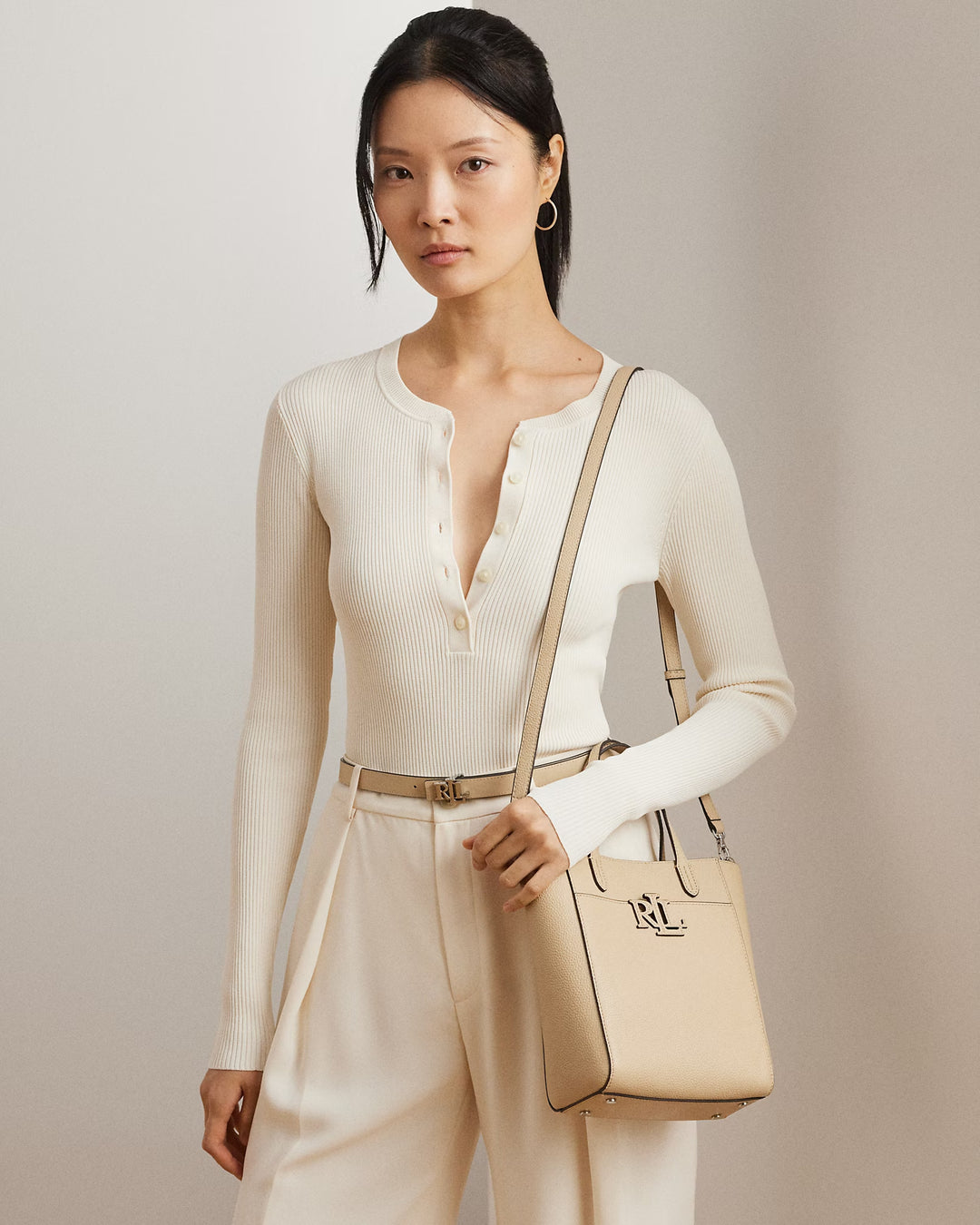 Ralph Lauren Pebbled Leather Small Cameryn Tote Bag