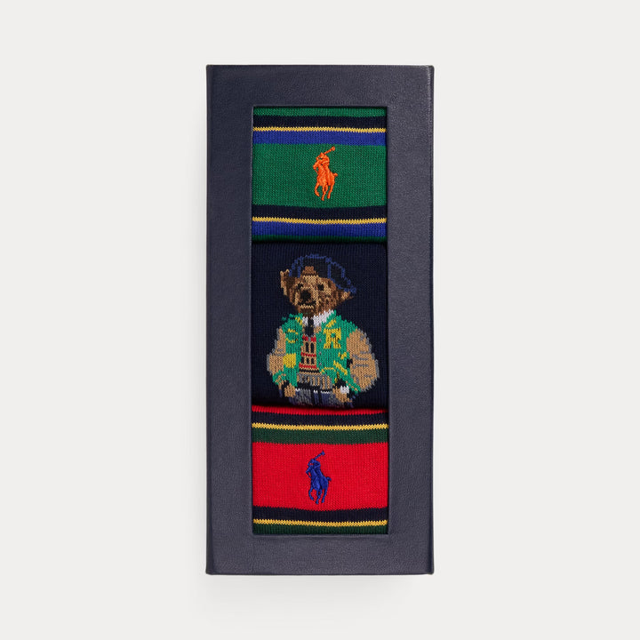 Ralph Lauren Polo Bear & Striped 3-Sock Gift Set