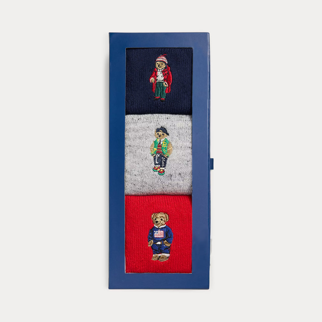 Ralph Lauren Polo Bear Roll-Top 3-Sock Gift Set