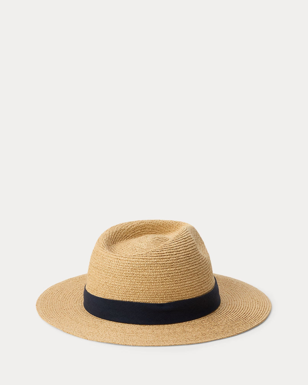 Ralph Lauren Poplin-Trim Raffia Fedora