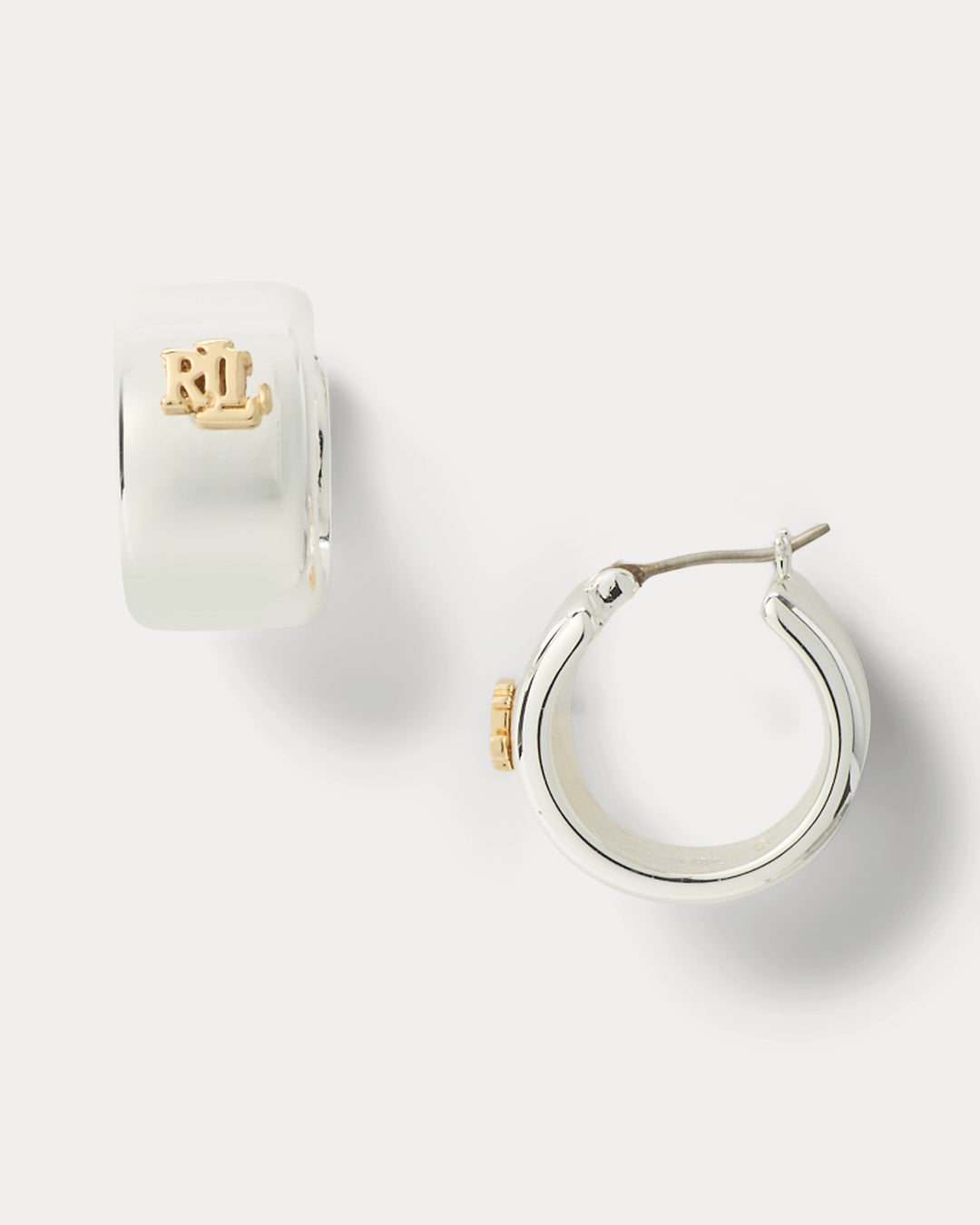 Ralph Lauren Two-Tone Logo Hoop Earrings
