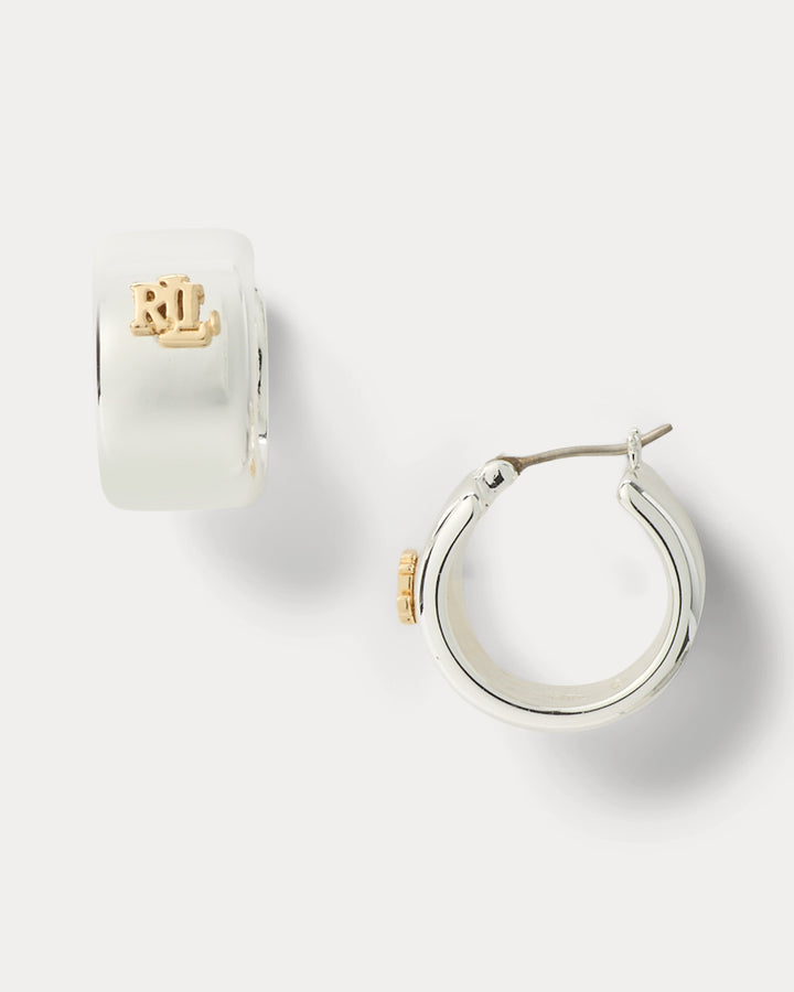 Ralph Lauren Two-Tone Logo Hoop Earrings