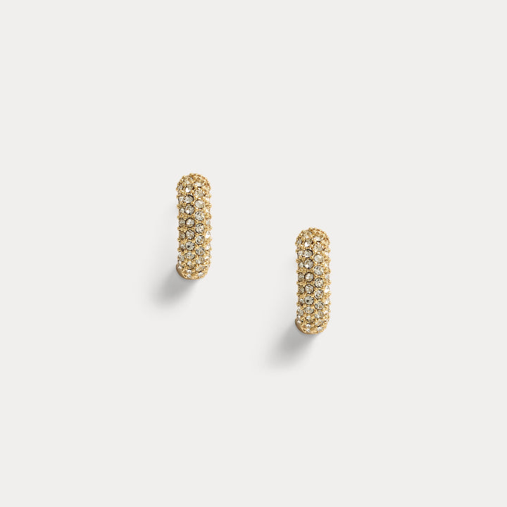 Ralph Lauren Gold-Plated-Brass Pavé Huggie Earrings