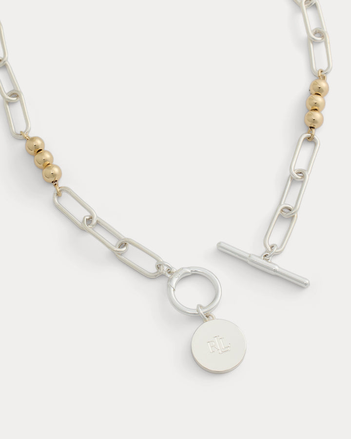 Ralph Lauren Two-Tone Beaded Link Pendant Necklace