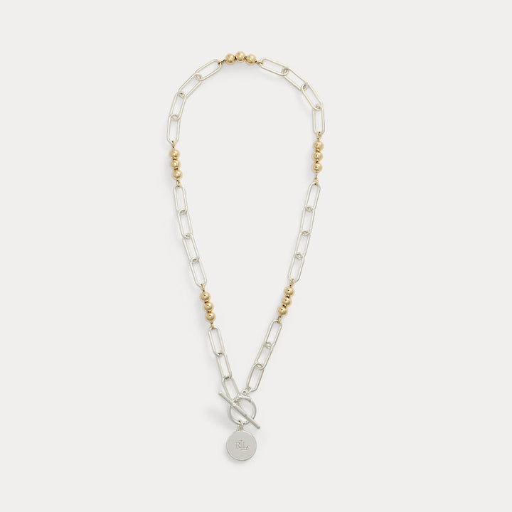 Ralph Lauren Two-Tone Beaded Link Pendant Necklace