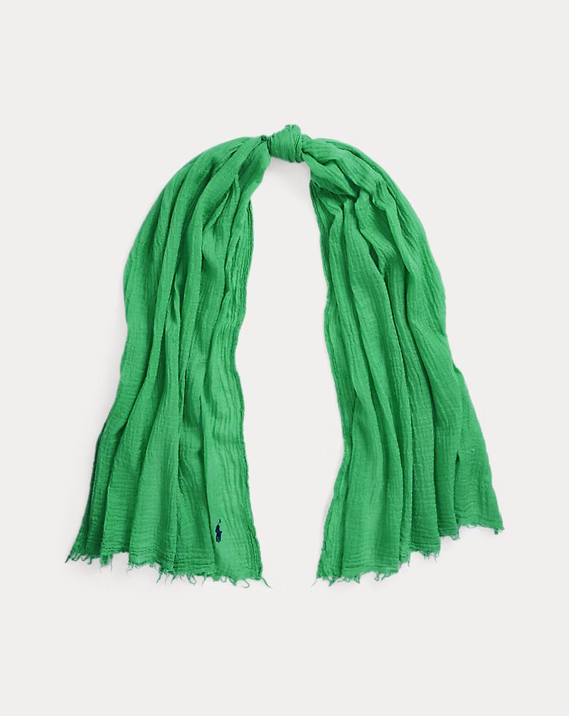 Ralph Lauren Fringe-Trim Crinkled Scarf