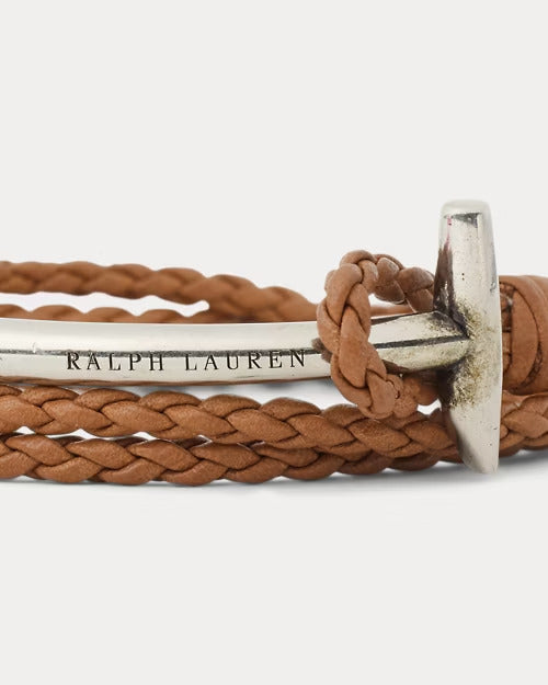 Ralph Lauren Triple-Wrap Leather Mallet Bracelet