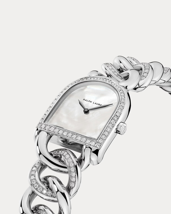 Ralph Lauren Pearl Dial Petite-Link Steel Diamond