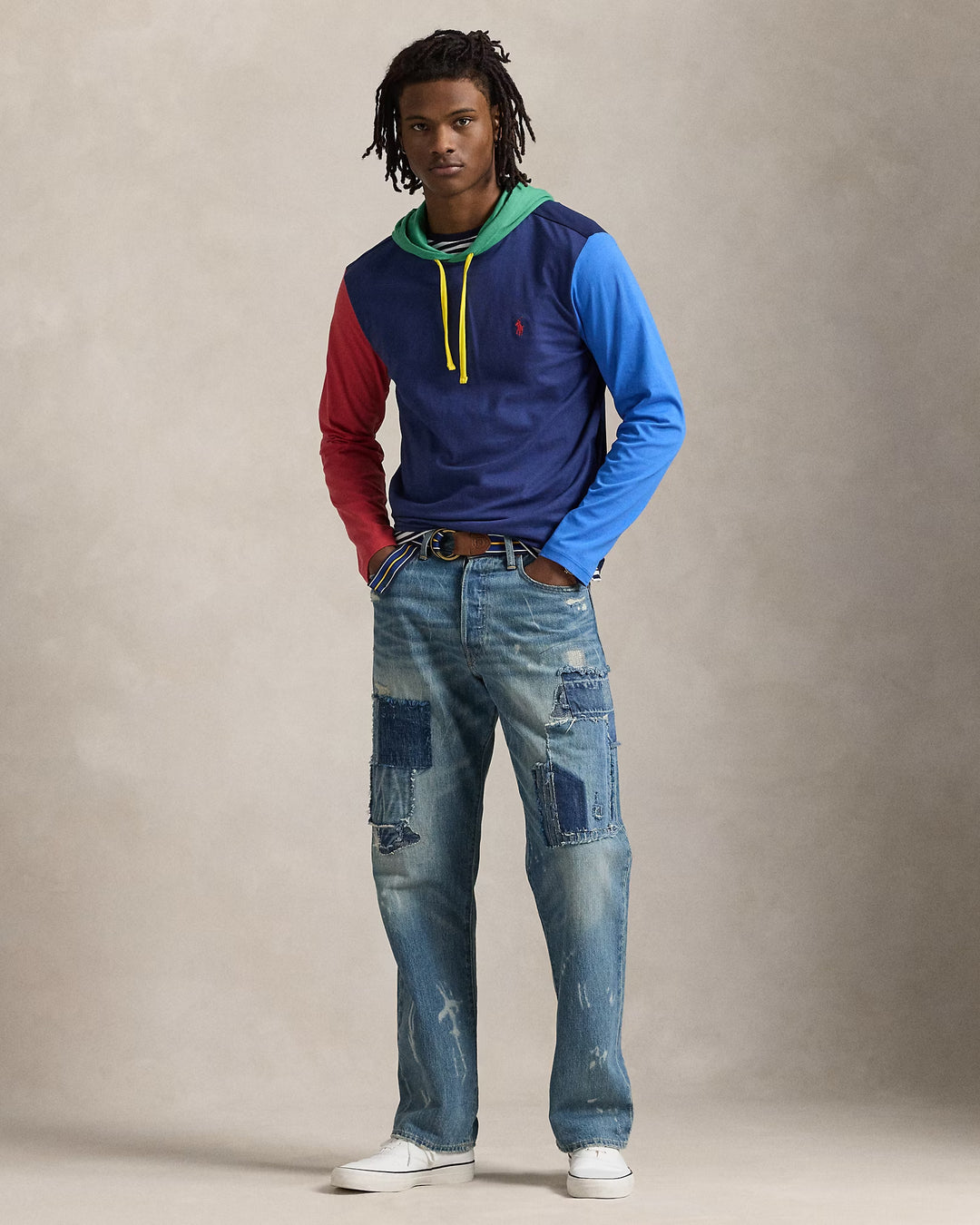 Ralph Lauren Color-Blocked Jersey Hooded T-Shirt