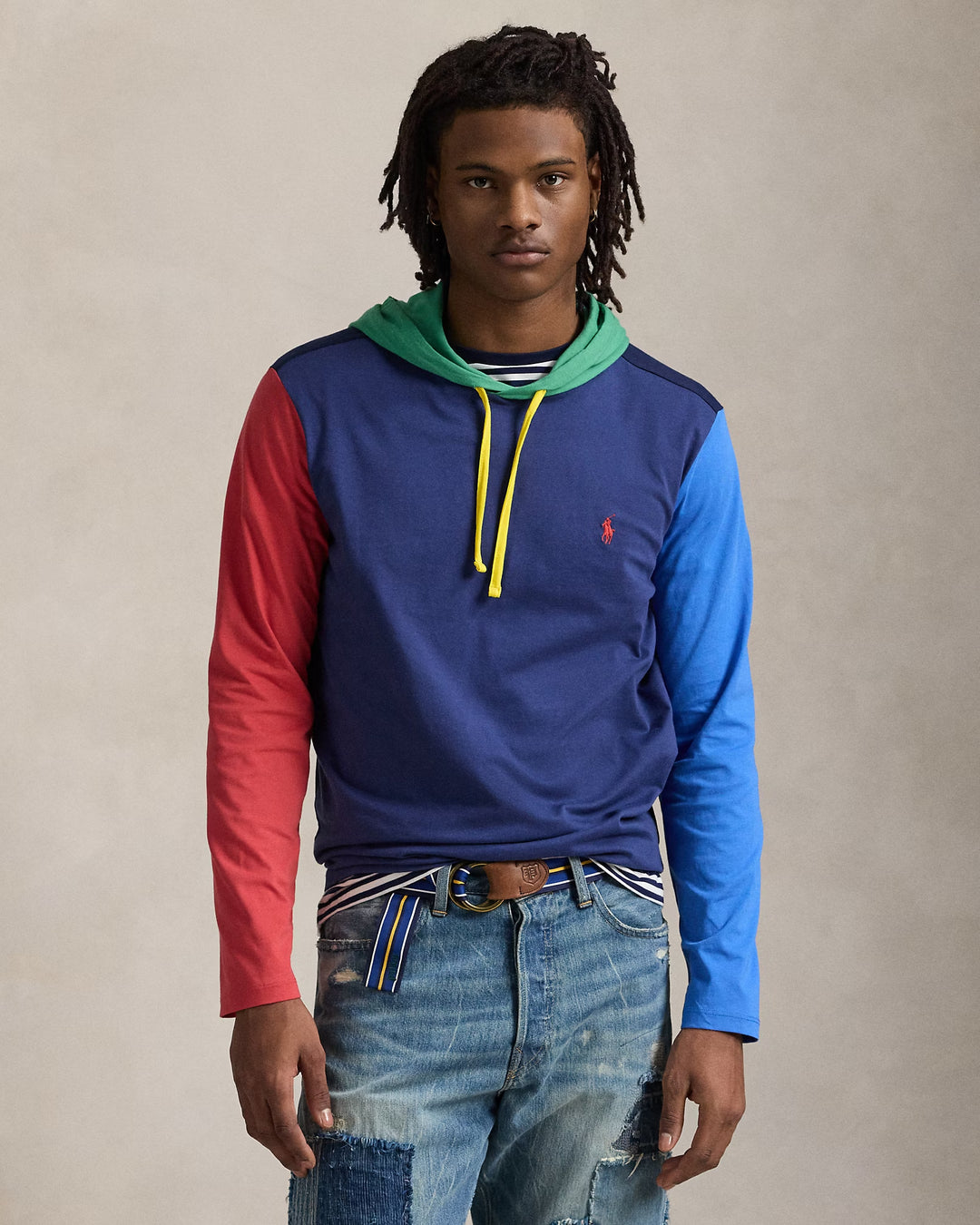 Ralph Lauren Color-Blocked Jersey Hooded T-Shirt