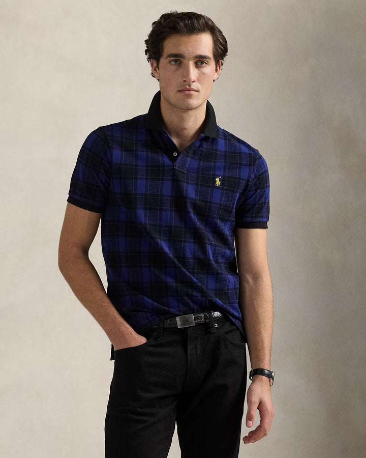 Ralph Lauren Custom Slim Fit Plaid Mesh Polo Shirt