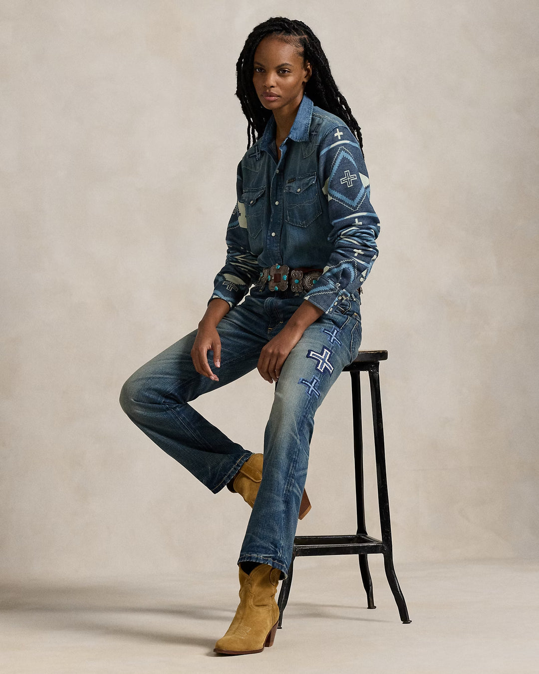 Ralph Lauren PRL x Naiomi Glasses Embroidered Jean