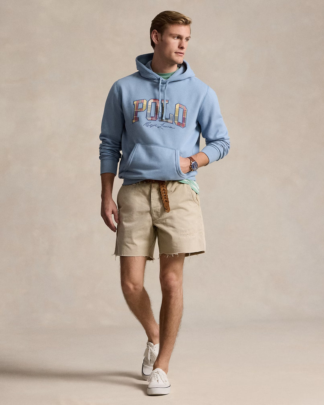 Ralph Lauren The RL Fleece Plaid-Logo Hoodie