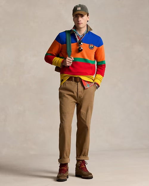 Ralph Lauren Classic Fit Striped Fleece Rugby Shirt