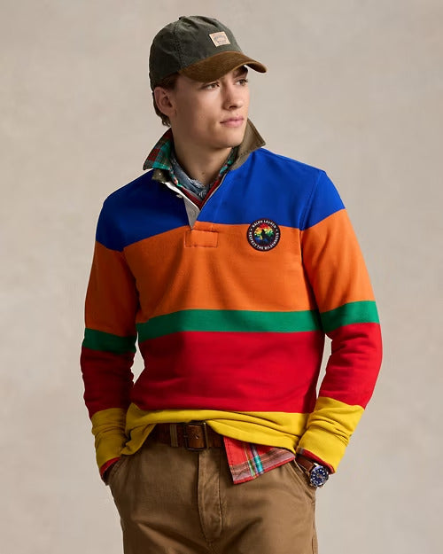 Ralph Lauren Classic Fit Striped Fleece Rugby Shirt