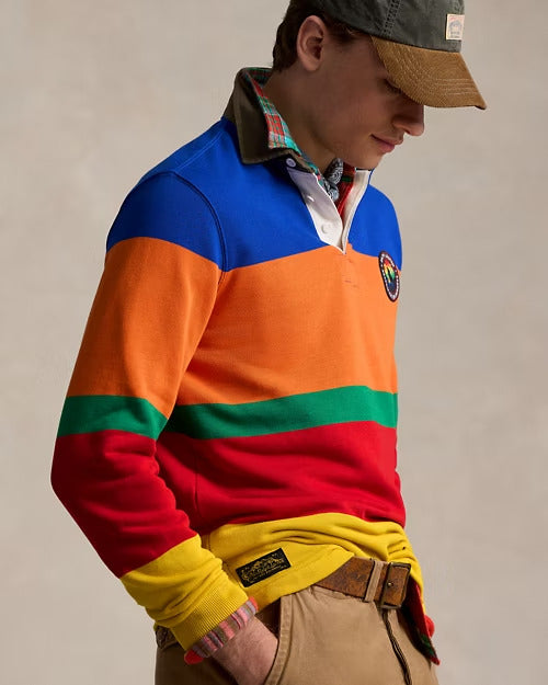 Ralph Lauren Classic Fit Striped Fleece Rugby Shirt