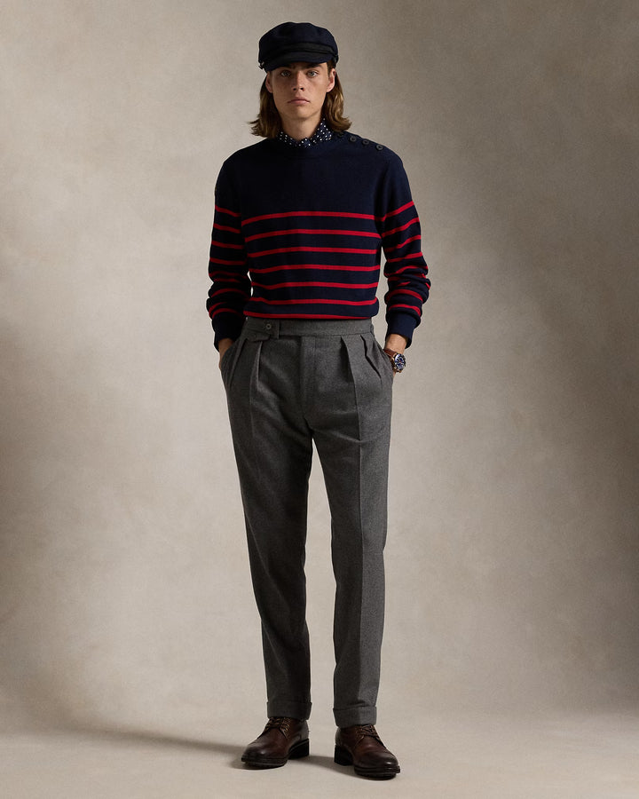 Ralph Lauren Striped Waffle-Knit Crewneck