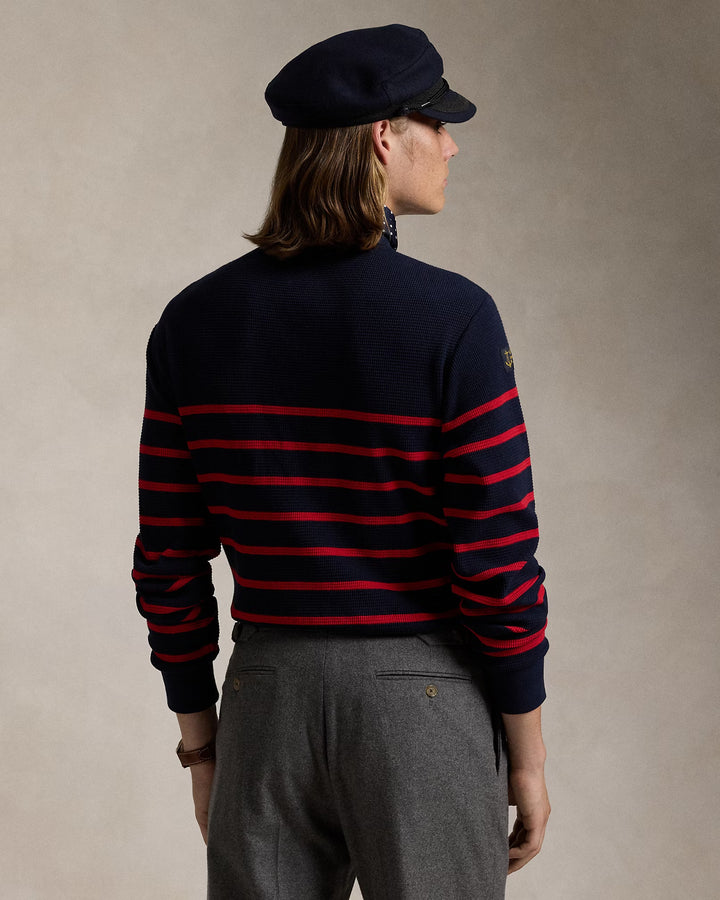 Ralph Lauren Striped Waffle-Knit Crewneck