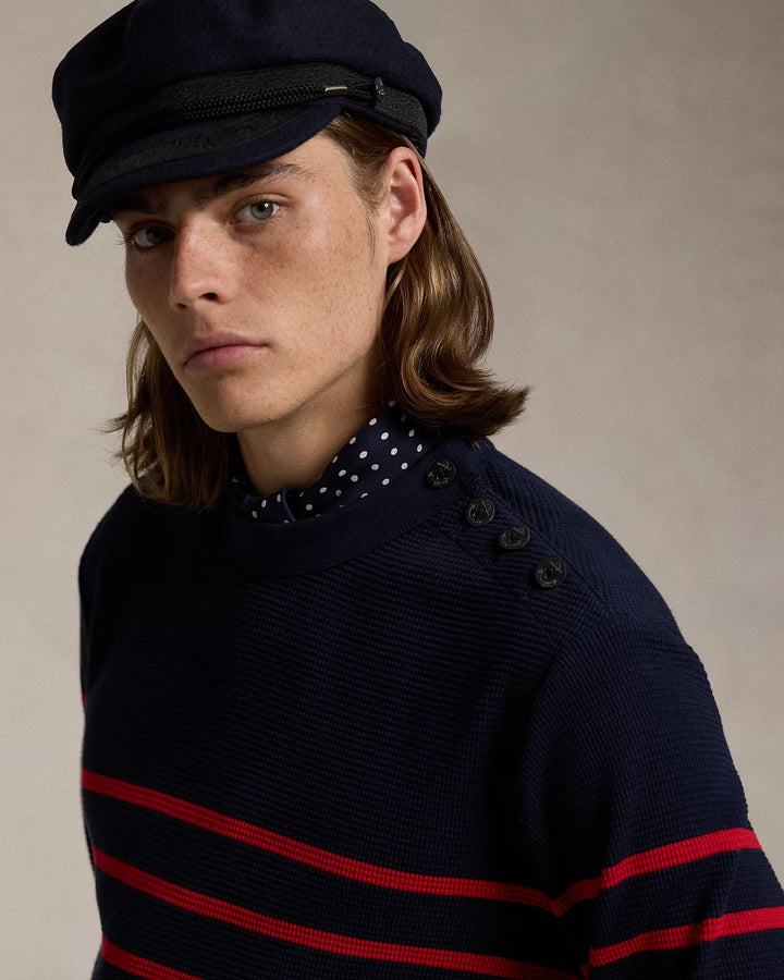 Ralph Lauren Striped Waffle-Knit Crewneck