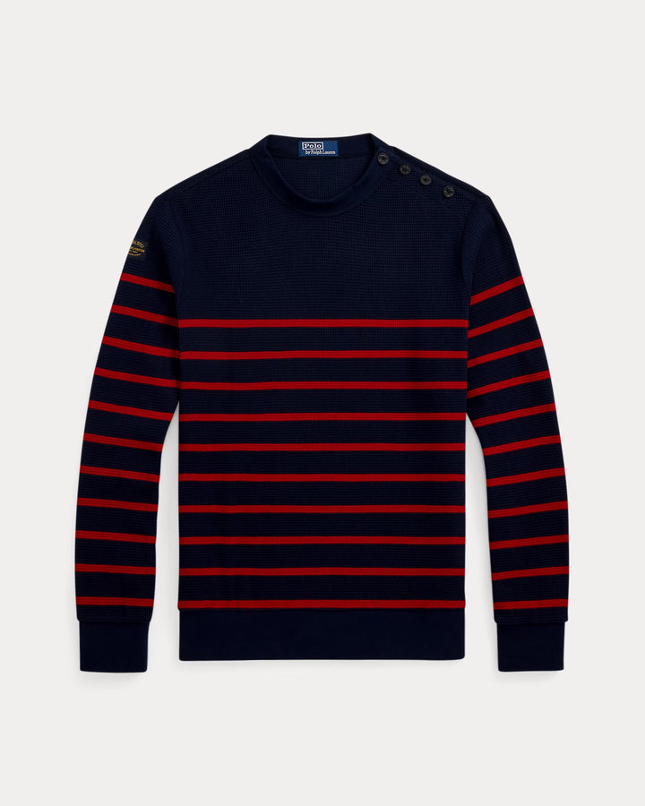 Ralph Lauren Striped Waffle-Knit Crewneck