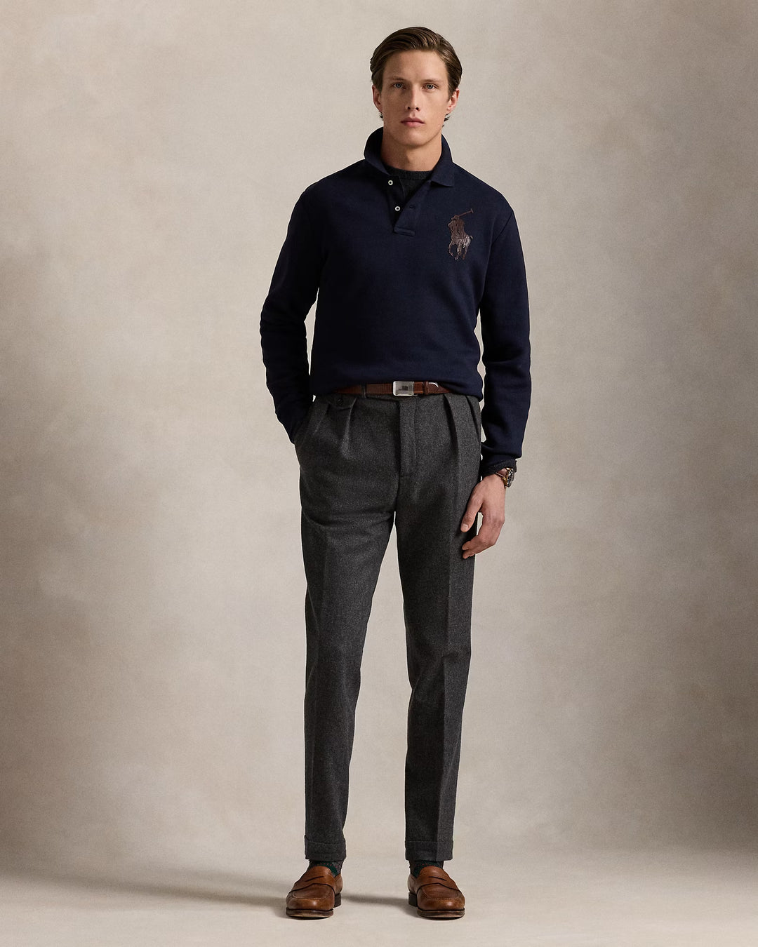 Ralph Lauren Classic Fit Leather-Pony Fleece Polo