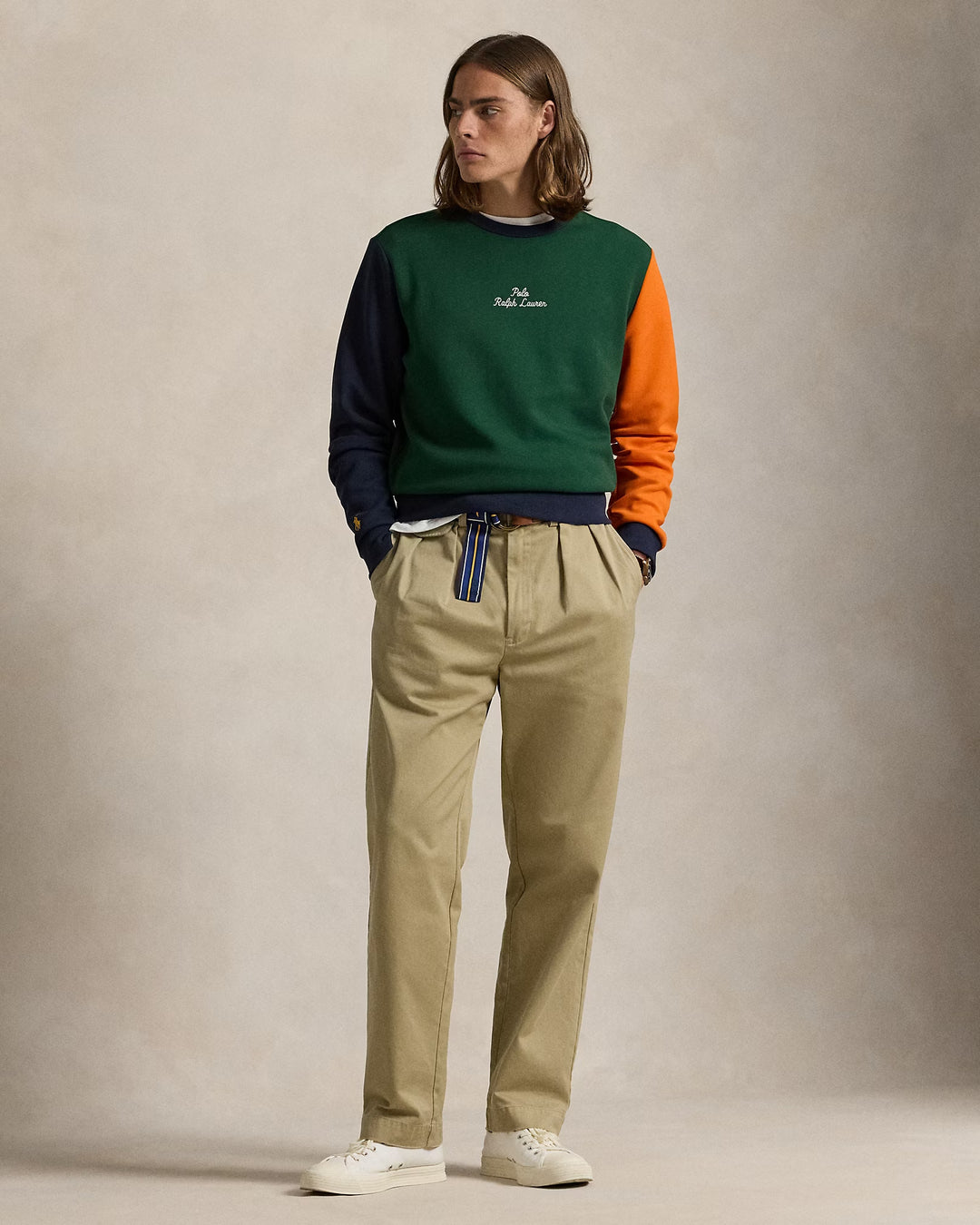 Ralph Lauren Color-Blocked Double-Knit Sweatshirt