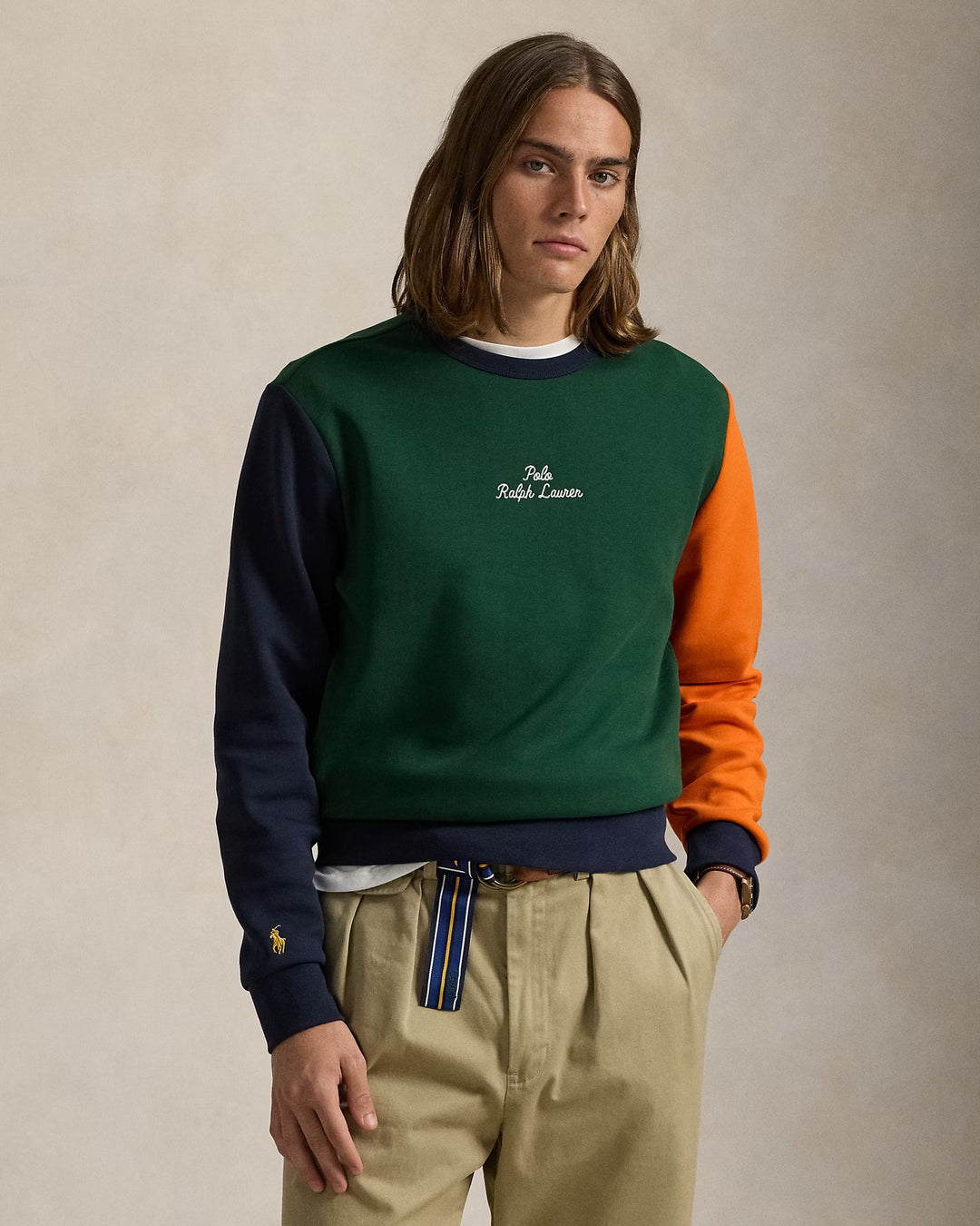 Ralph Lauren Color-Blocked Double-Knit Sweatshirt