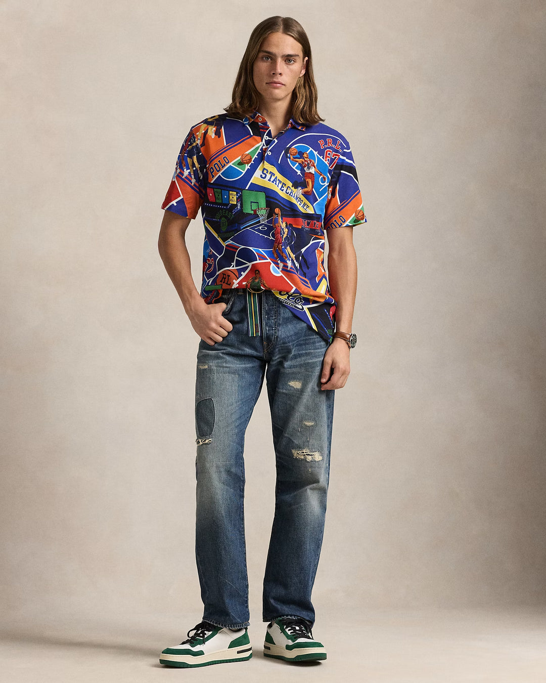 Ralph Lauren Classic Fit Print Mesh Polo Shirt